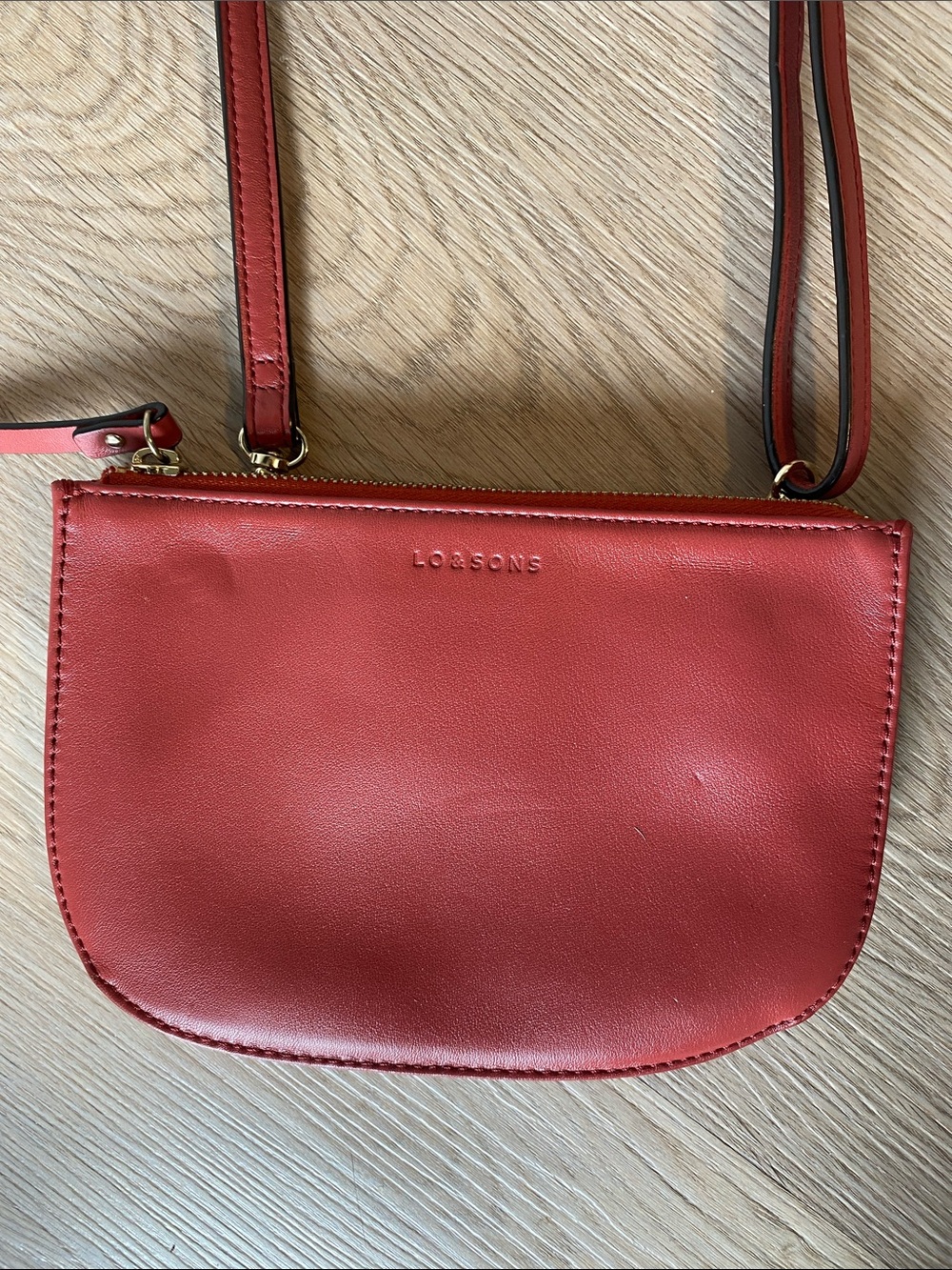 LO & SONS Waverley 2 Small Red Leather Convertible Crossbody Belt Bag Wristlet - Picture 5 of 13